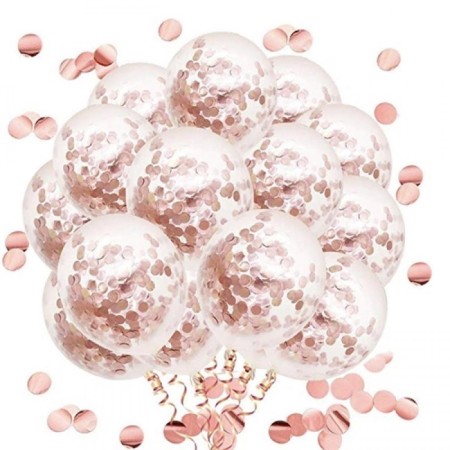 10 lu Rose Gold Konfetili Şeffaf Balon seti
